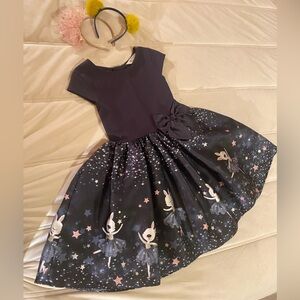 H&M NEW Navy Ballerina Dress with Starry Skirt